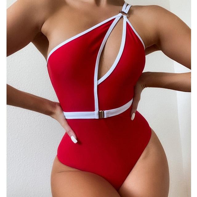 One-piece swimsuit with one shoulder open at the chest - HABASH FASHION