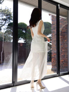 New elegant long white dress chiffon gauze one shoulder slant - HABASH FASHION