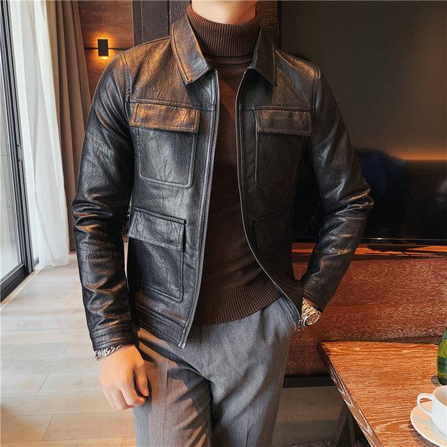 Men spring Casual leather jacket/Male slim - HABASH FASHION