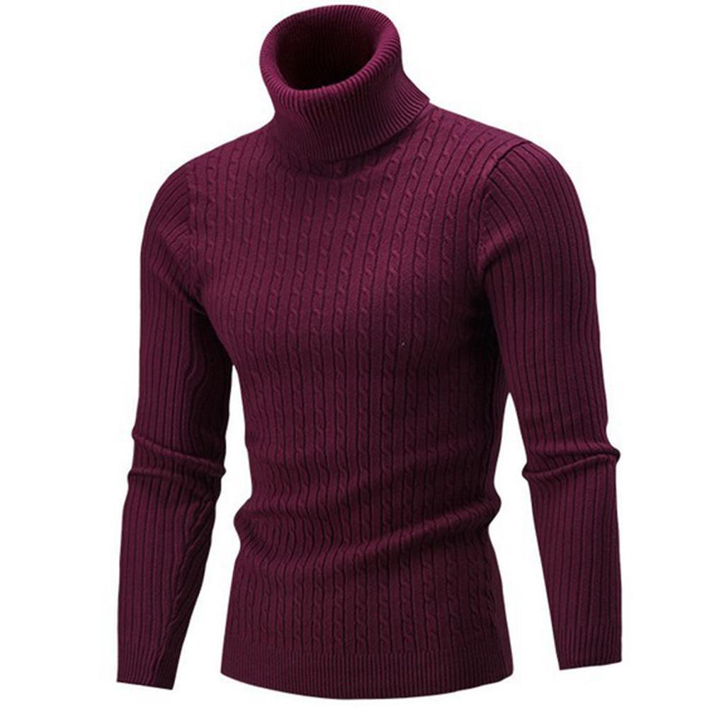 Men Slim Fit Turtleneck Sweater Pullover - HABASH FASHION