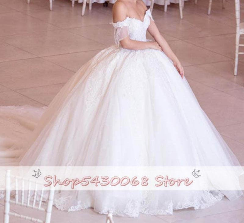Luxurious beaded and embellished lace wedding dress - HABASH FASHION