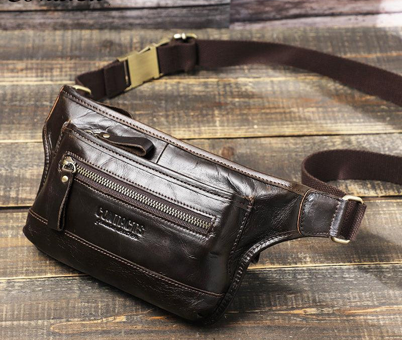 Leather Men Casual Male Fanny Pack Waist Bag Chest Bags - HABASH FASHION
