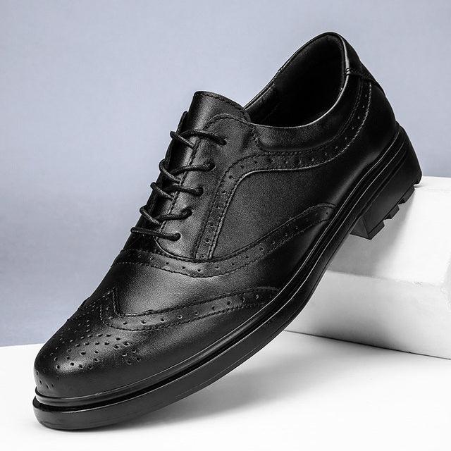 Mens Leather Shoes Brand Brogue Shoes Men Business - HABASH FASHION