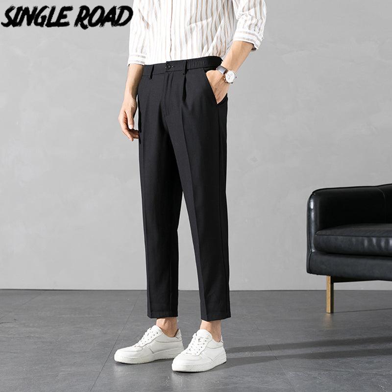Mens Suit Pants Straight Light Weight Solid - HABASH FASHION