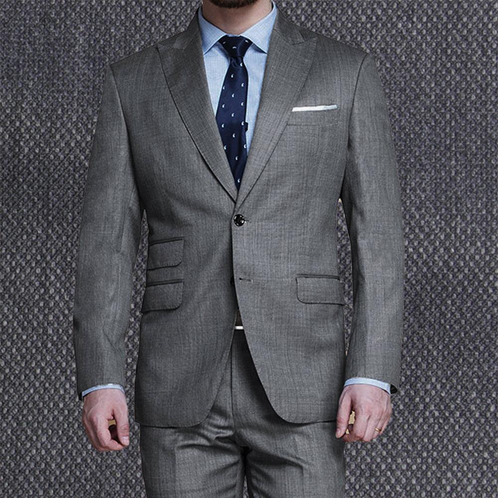 Light Middle Gray Nailhead Men Suits Custom Made Suits - HABASH FASHION