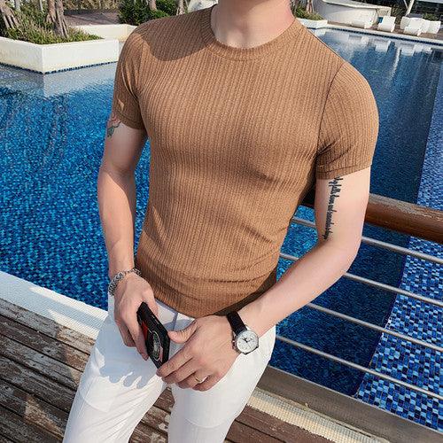 breathable solid color round neck muscle - HABASH FASHION
