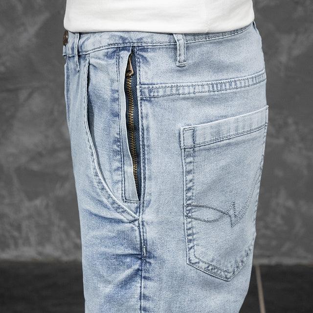 Men Blue Short Jeans Classic Style Casual - HABASH FASHION