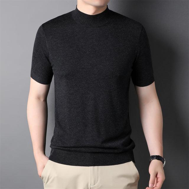 Men Casual Solid Clothing Male Short Sleeve Sweaters - HABASH FASHION