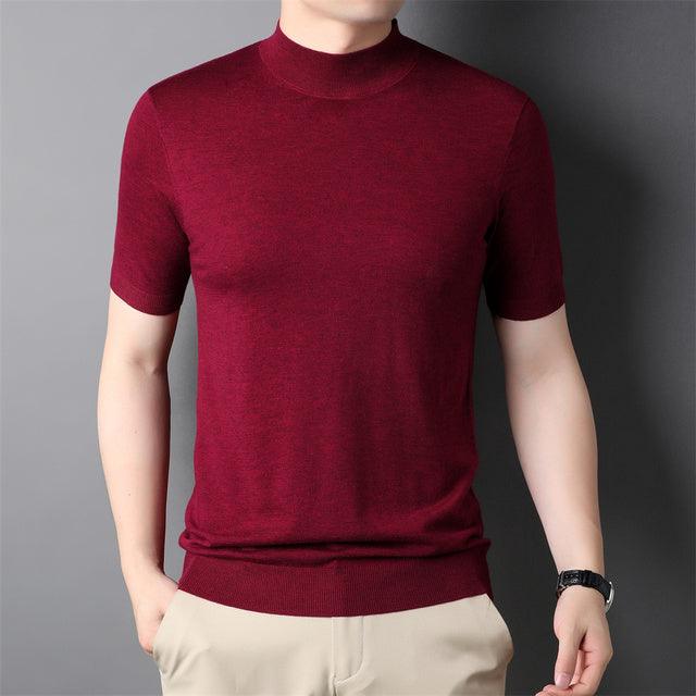 Men Casual Solid Clothing Male Short Sleeve Sweaters - HABASH FASHION