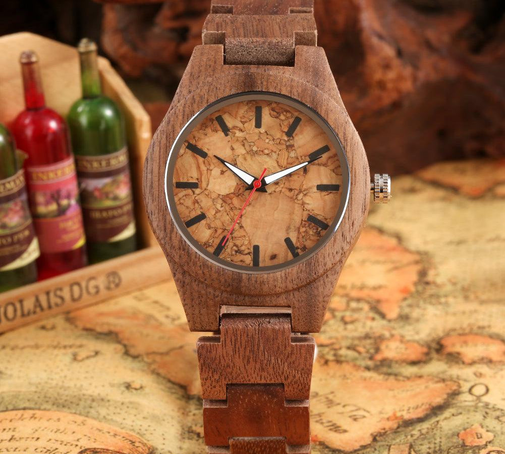 Coffee Brown Walnut Wood Watch for Women Quartz Wooden Watch - HABASH FASHION