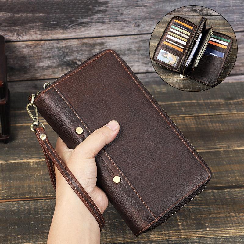 Men Bag Genuine Leather Male Long Wallets Multi Card Holder - HABASH FASHION