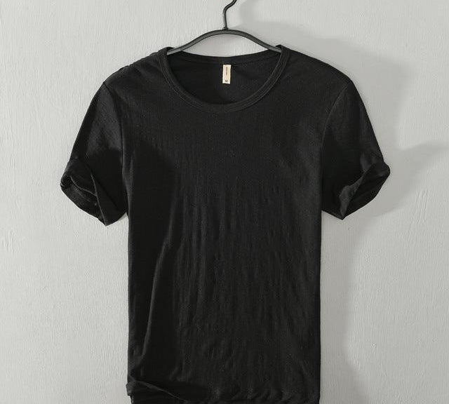 Cotton T-shirt For Men O-Neck Solid Color Casual - HABASH FASHION