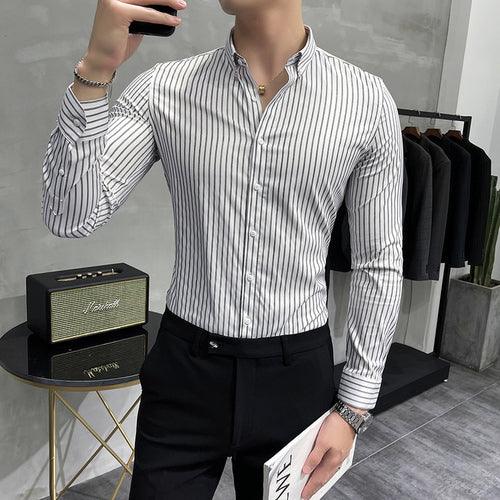 High-Grade Stripes Long Sleeve Shirts/Male Slim Fit - HABASH FASHION