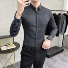 High-Grade Stripes Long Sleeve Shirts/Male Slim Fit - HABASH FASHION