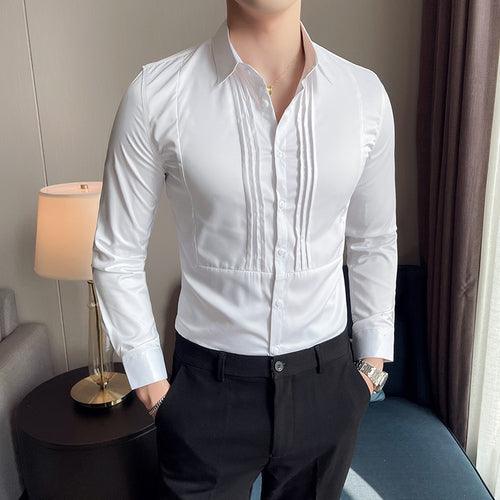 High Quality Men Shirt Long Sleeve Solid Formal Business - HABASH FASHION