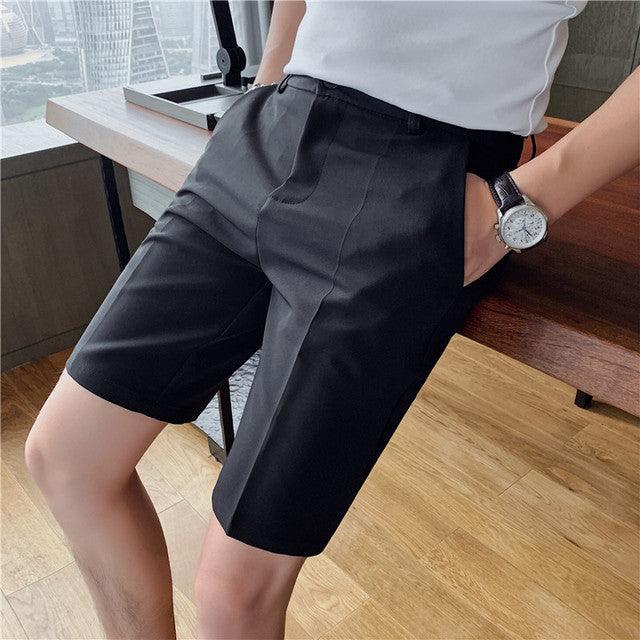 Shorts Men Length Slim Fit Business Formal - HABASH FASHION