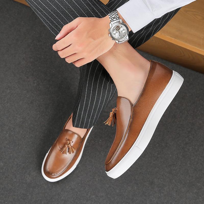 Italy Men Casual Shoes Summer Leather Loafers Office - HABASH FASHION