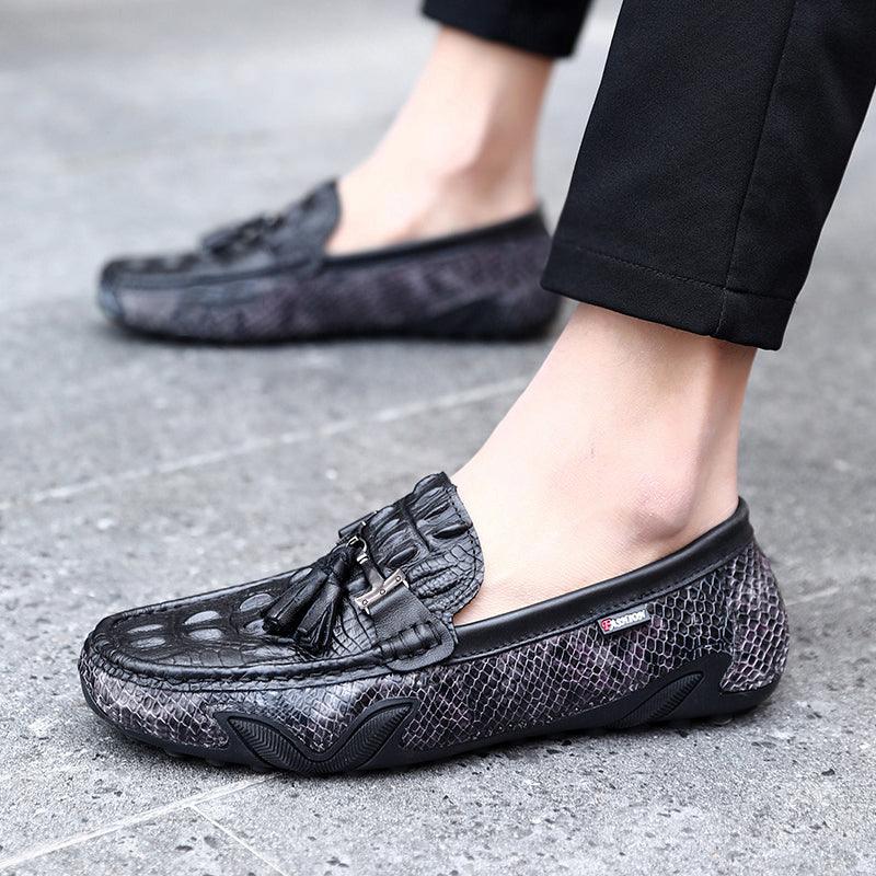 Men Genuine leather Flat casual Shoes slip-on - HABASH FASHION