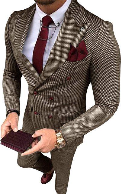 Men Suit Grey Slim Fit Double breasted - HABASH FASHION