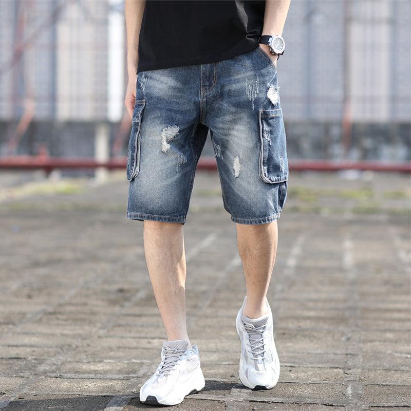Mens Casual Denim Shorts Multi-pocket Solid - HABASH FASHION