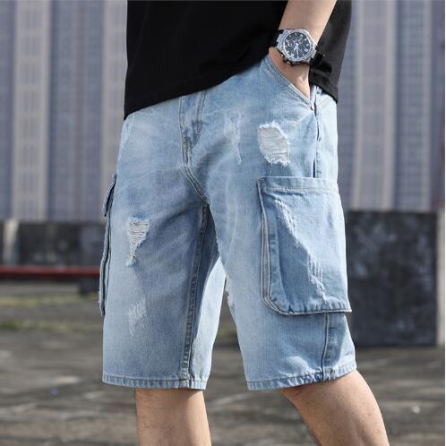 Mens Casual Denim Shorts Multi-pocket Solid - HABASH FASHION