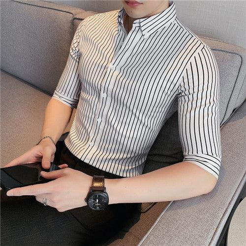 Quality Business Formal Men Striped Shirts Short Sleeve Simple - HABASH FASHION