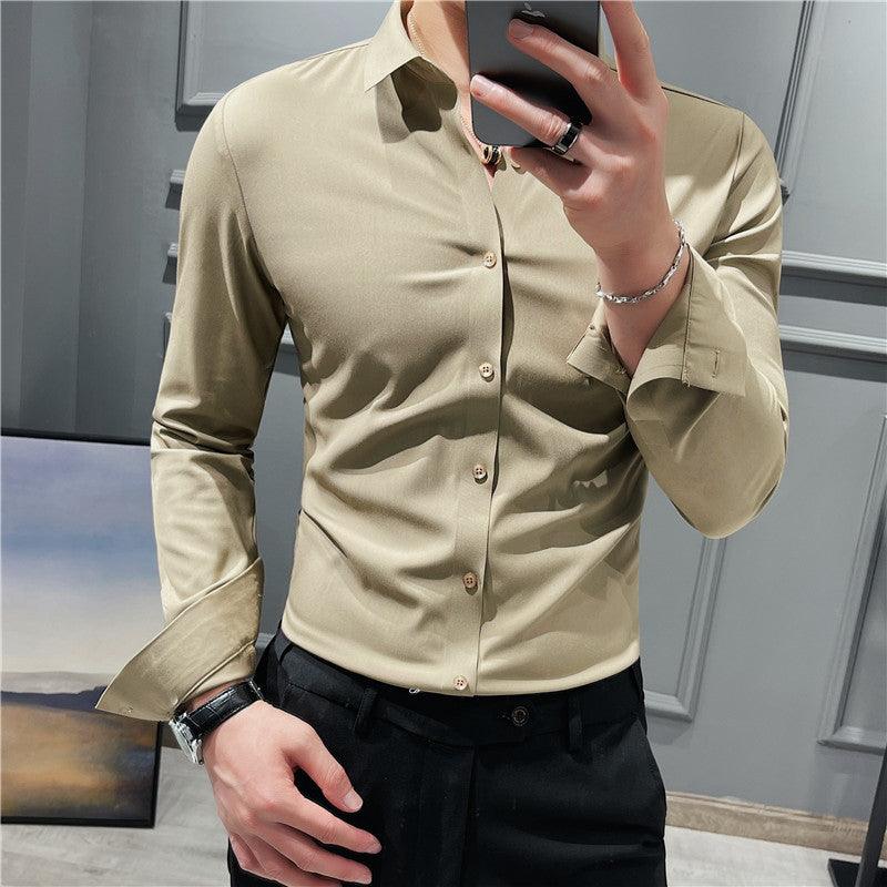 Men High-Grade Long-Sleeve Shirts/Male Slim Fit Business Casual - HABASH FASHION