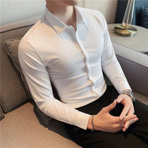 Men High-Grade Long-Sleeve Shirts/Male Slim Fit Business Casual - HABASH FASHION