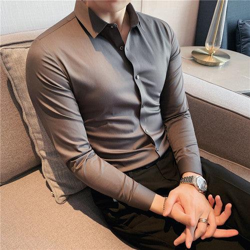 Men High-Grade Long-Sleeve Shirts/Male Slim Fit Business Casual - HABASH FASHION