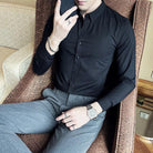 Quality Business Shirt Men Clothing Solid Simple Slim Fit - HABASH FASHION