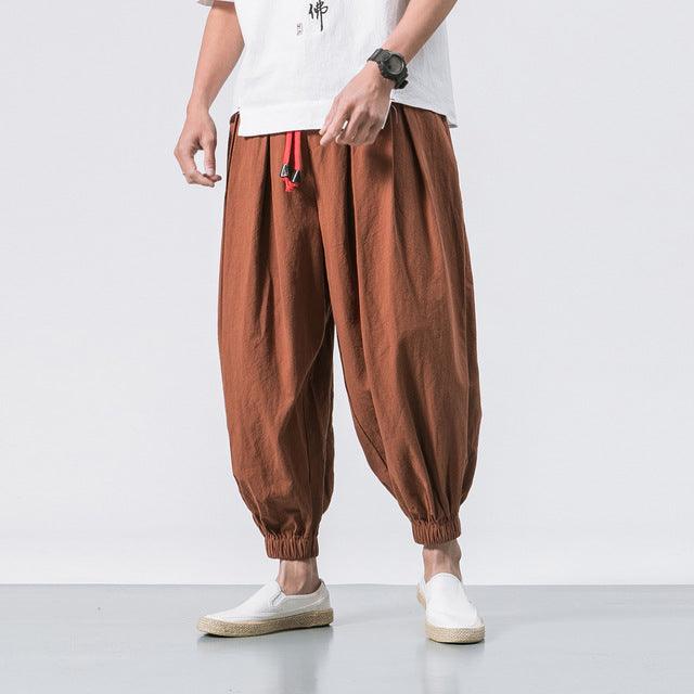 New Chinese Style Harem Pants Men Streetwear Casual Joggers Mens Pants Cotton Linen Sweatpants Ankle-length Men Trousers M-5XL - HABASH FASHION