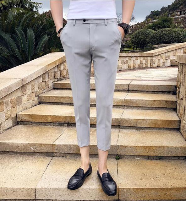 Men Elegant Slim Fit Tight-ankle Suit Trousers Pants - HABASH FASHION