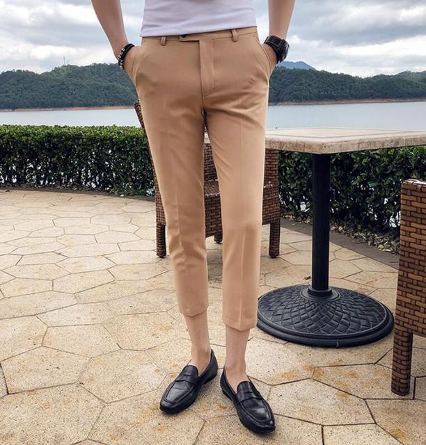 Men Elegant Slim Fit Tight-ankle Suit Trousers Pants - HABASH FASHION