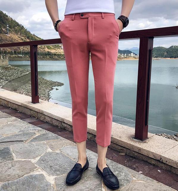 Men Elegant Slim Fit Tight-ankle Suit Trousers Pants - HABASH FASHION