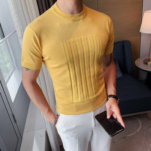 Men sleeve  T shirt round collar British slim casual - HABASH FASHION