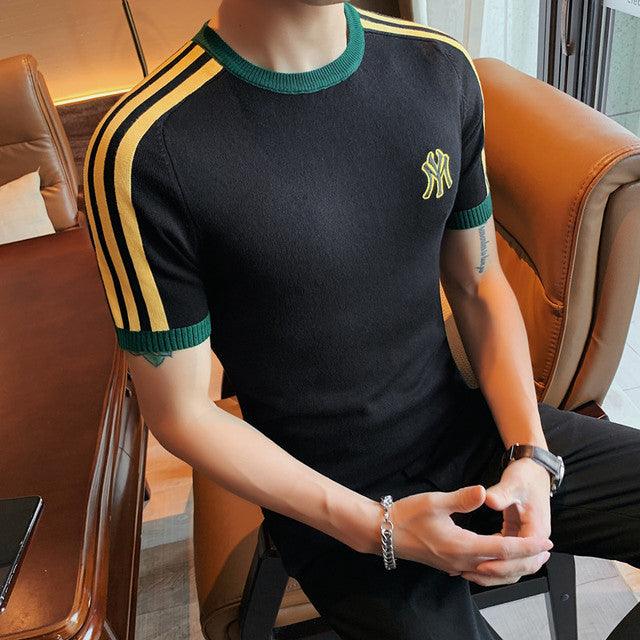 Sleeve Knitted Sweater Men Clothing Solid All Match Slim Fit - HABASH FASHION