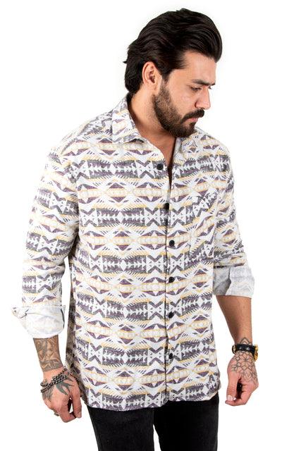 Habash Fashion Ethnic Pattern Oversize Lumberjack Shirt Men - HABASH FASHION