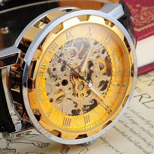 Luxury men mechanical Wristwatch business leather strap - HABASH FASHION