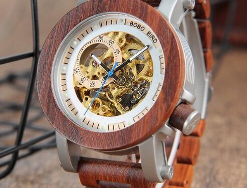 Classic Style Luxury Analog Wristwatch Wooden With Steel in Gift Wooden Box - HABASH FASHION