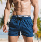 Mens Board Shorts Double Waist Band Beach Swimming - HABASH FASHION