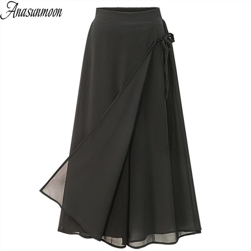 Elegant chiffon skirt pants with loose legs, suitable for parties - HABASH FASHION