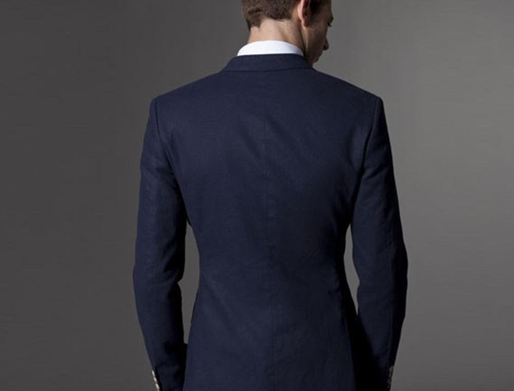 Men Suit Men Tuxedo Custom Made Wedding Suits For Men 2018  Tailored Light Navy Blue Mens Suits With Pants Costume Homme Mariage - habash-fashion.myshopify.com