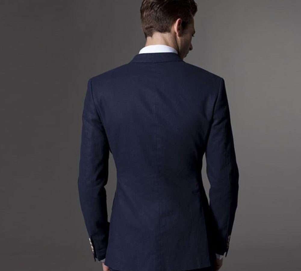 Men Suit Men Tuxedo Custom Made Wedding Suits For Men 2018  Tailored Light Navy Blue Mens Suits With Pants Costume Homme Mariage - habash-fashion.myshopify.com