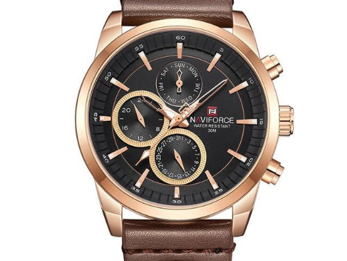 Mens Watches NAVIFORCE Top Brand Luxury Waterproof 24 hour Date Quartz Watch Man Fashion Leather Sport Wrist Watch Men Clock - habash-fashion.myshopify.com