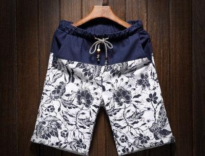 2019 Summer New Men's Bermuda Shorts Loose Straight Floral Hawaiian Casual Linen Short Pants Male Brand - habash-fashion.myshopify.com