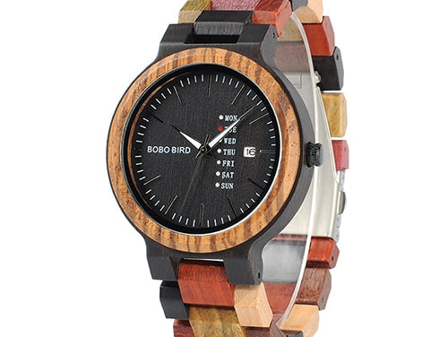BOBO BIRD Men Watch Luxury Brand Wood Timepieces Week Date Display Quartz Watches Great Gifts relogio masculino Drop Shipping - habash-fashion.myshopify.com