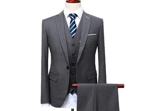 Mens Suits Wedding Groom Plus Size 4XL 3 Pieces(Jacket+Vest+Pant) Slim Fit Casual Tuxedo Suit Male - habash-fashion.myshopify.com