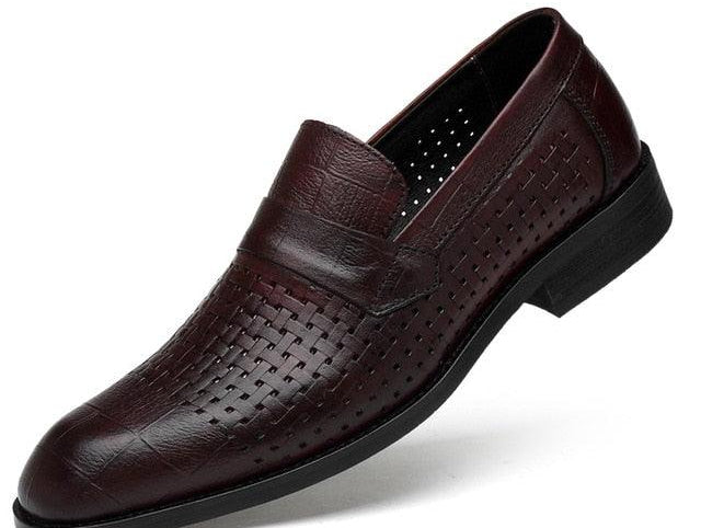 Men Shoes Spring Summer Formal Genuine Leather Business Casual Shoes Men Dress Office Luxury Shoes Male Breathable Oxfords - habash-fashion.myshopify.com